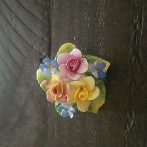Vintage Signed Artone Flower Brooch, Bone China